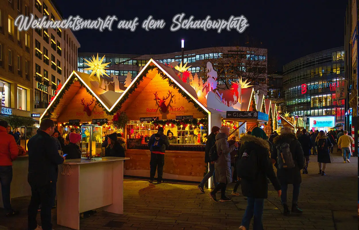 Weihnachtsmarkt am Düsseldorfer KÖ-Bogen auf dem Schadowlatz.