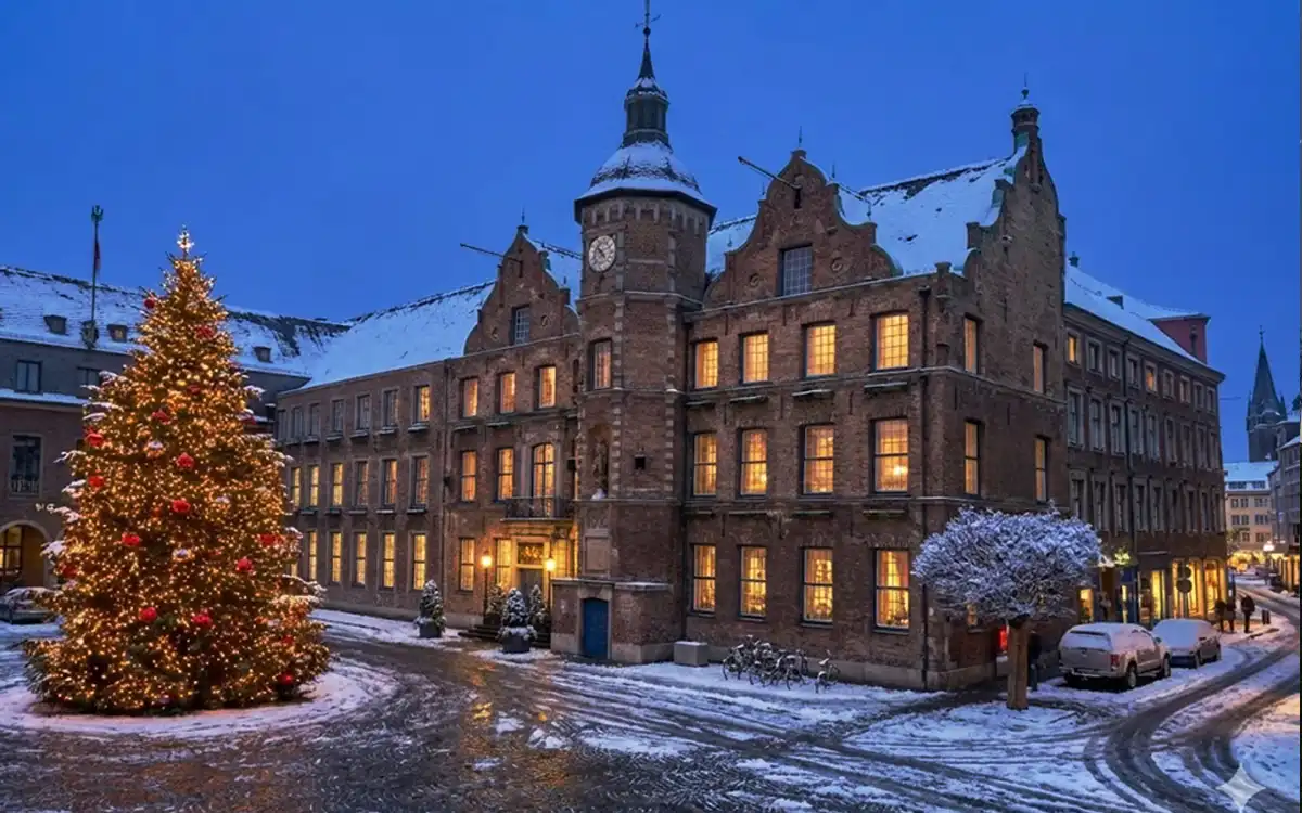 Weihnachtsbaum vor dem Düsseldorfer Rathaus